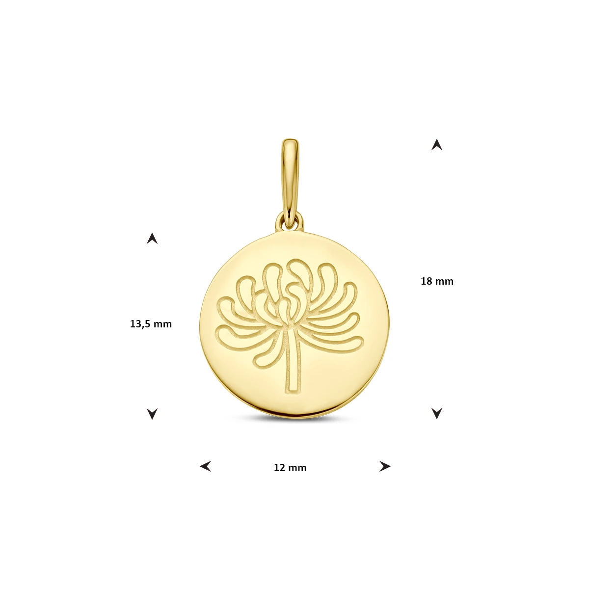 hanger met geboortebloem 14K geelgoud