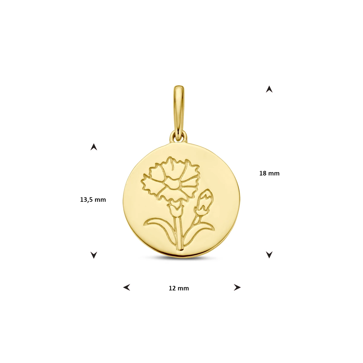 hanger met geboortebloem 14K geelgoud