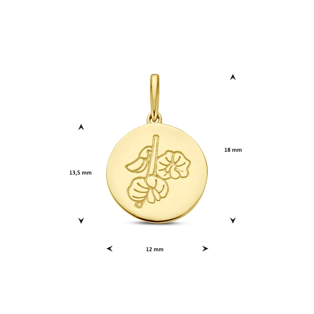 hanger met geboortebloem 14K geelgoud