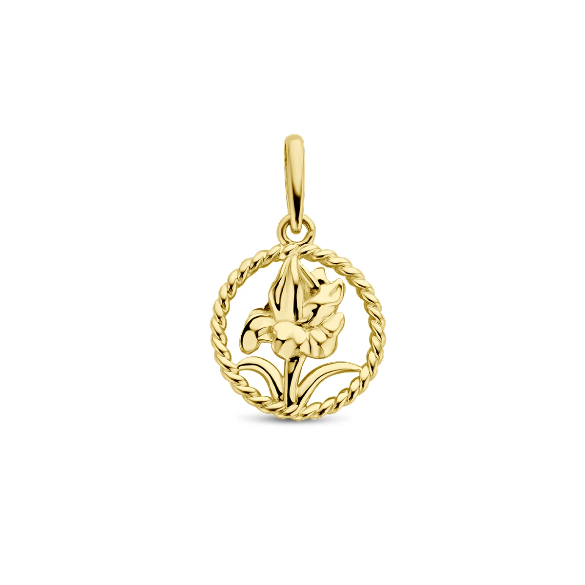 hanger met geboortebloem 17 mm 14K geelgoud