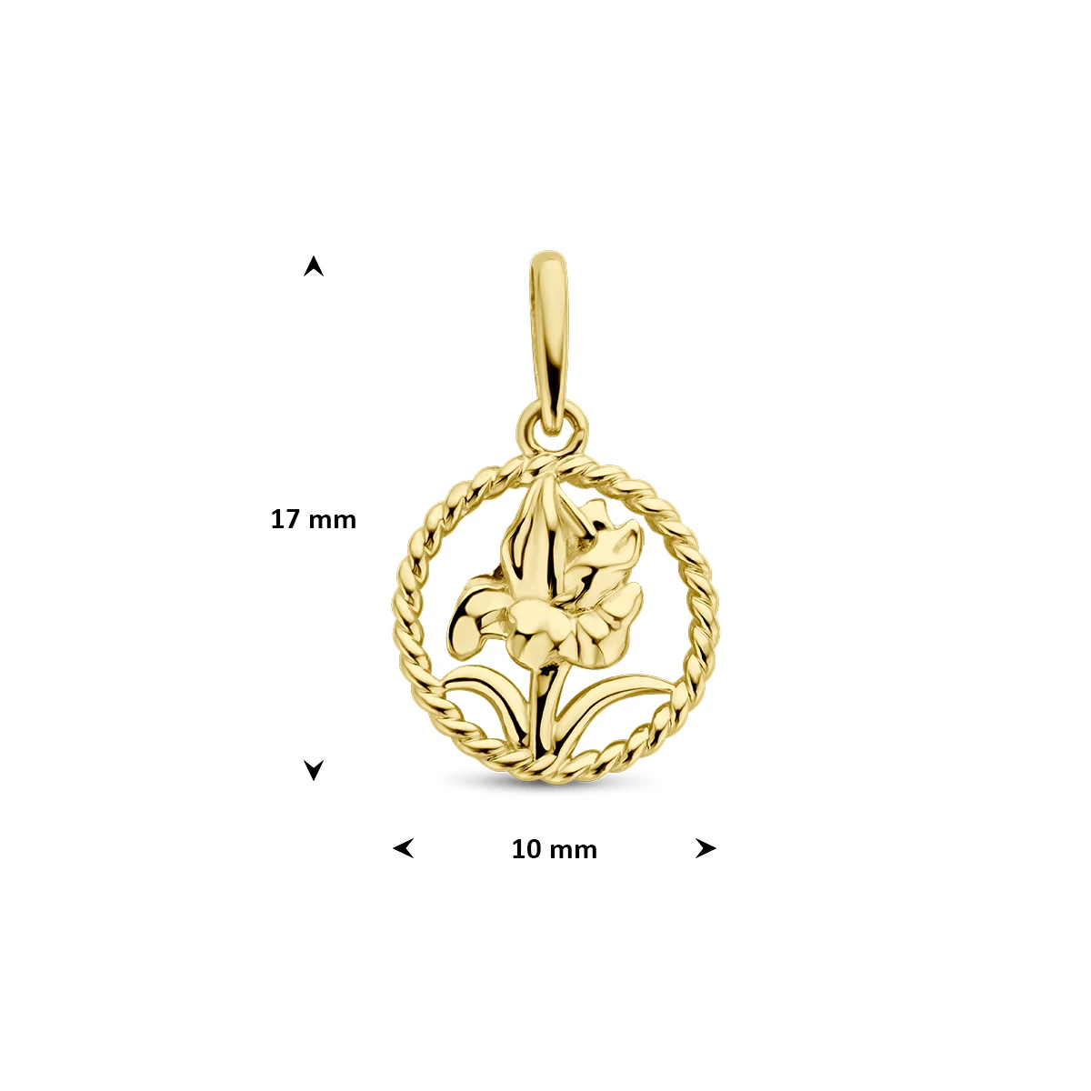 hanger met geboortebloem 17 mm 14K geelgoud