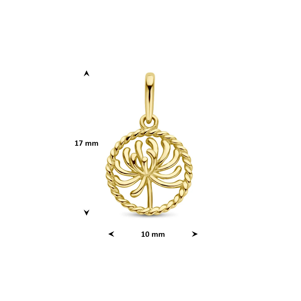 hanger met geboortebloem 17 mm 14K geelgoud