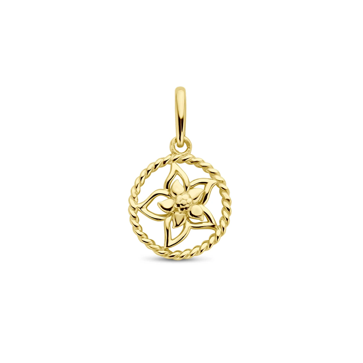 hanger met geboortebloem 17 mm 14K geelgoud