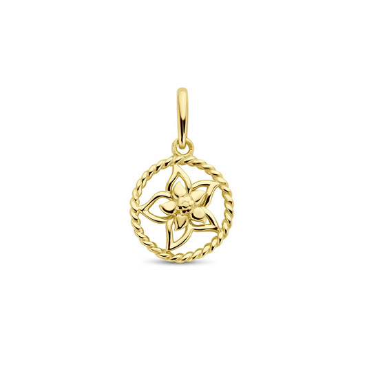 hanger met geboortebloem 17 mm 14K geelgoud