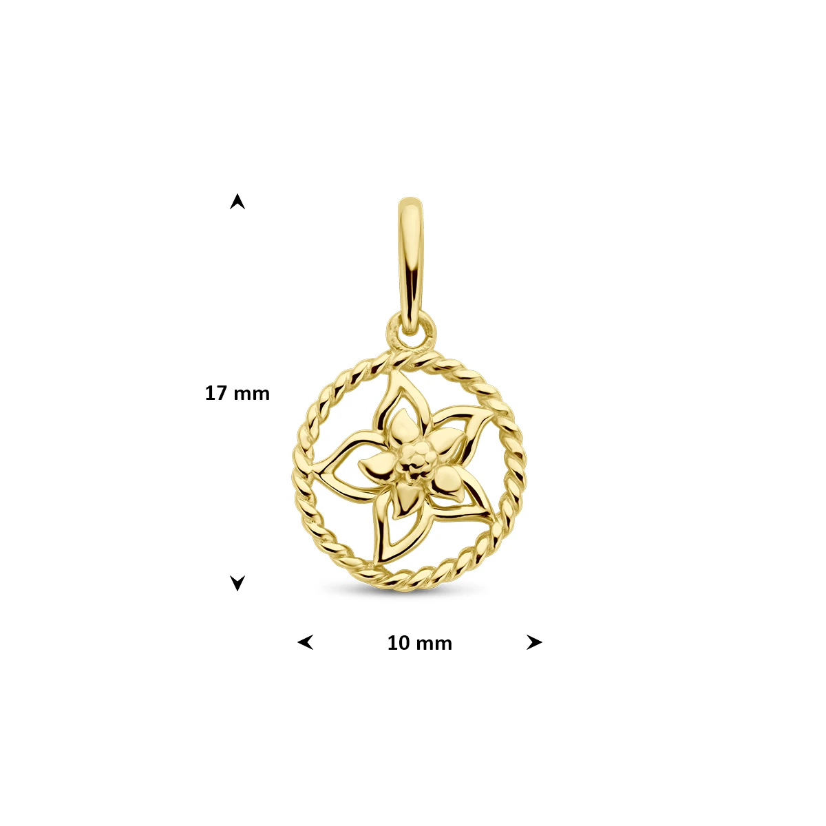 hanger met geboortebloem 17 mm 14K geelgoud