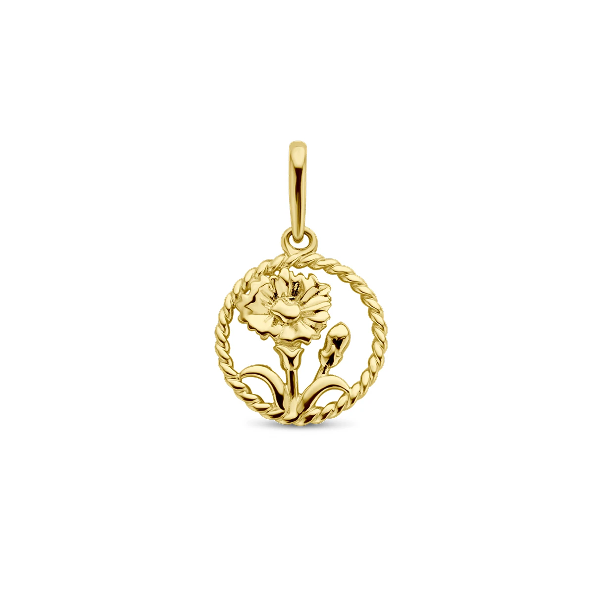 hanger met geboortebloem 17 mm 14K geelgoud