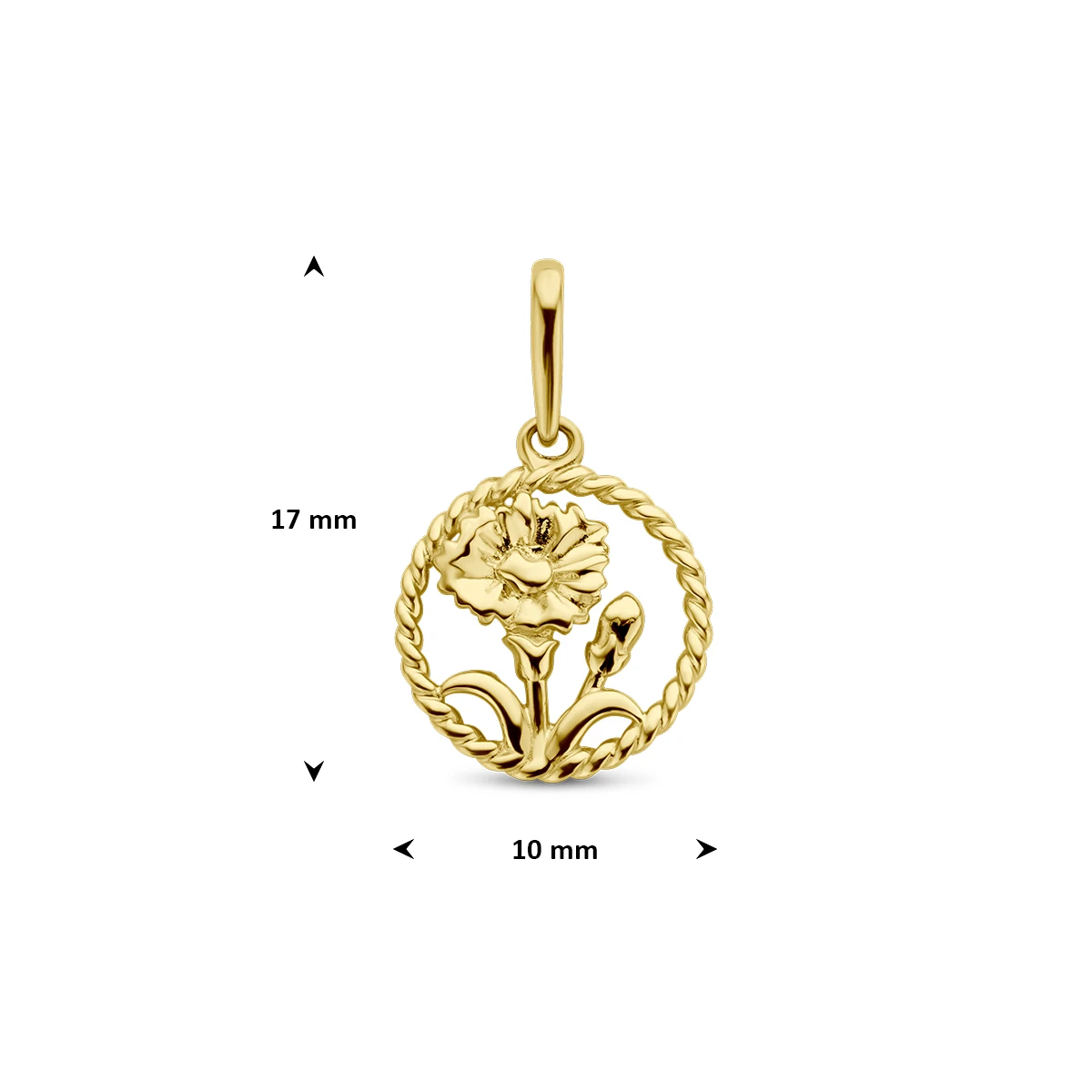 hanger met geboortebloem 17 mm 14K geelgoud