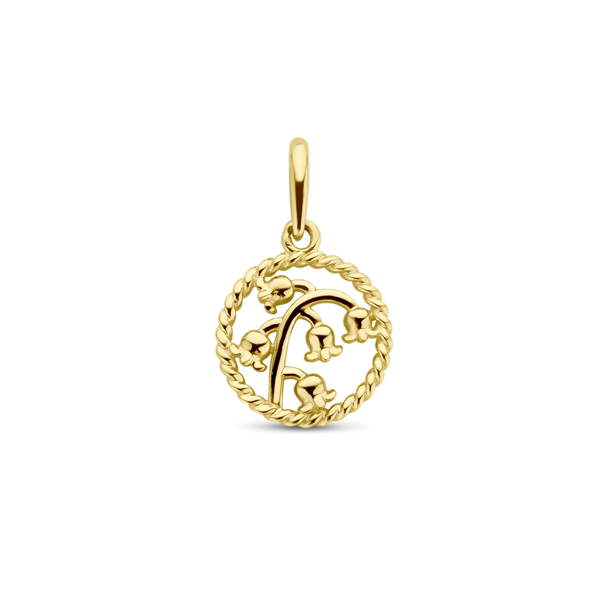 hanger met geboortebloem 17 mm 14K geelgoud