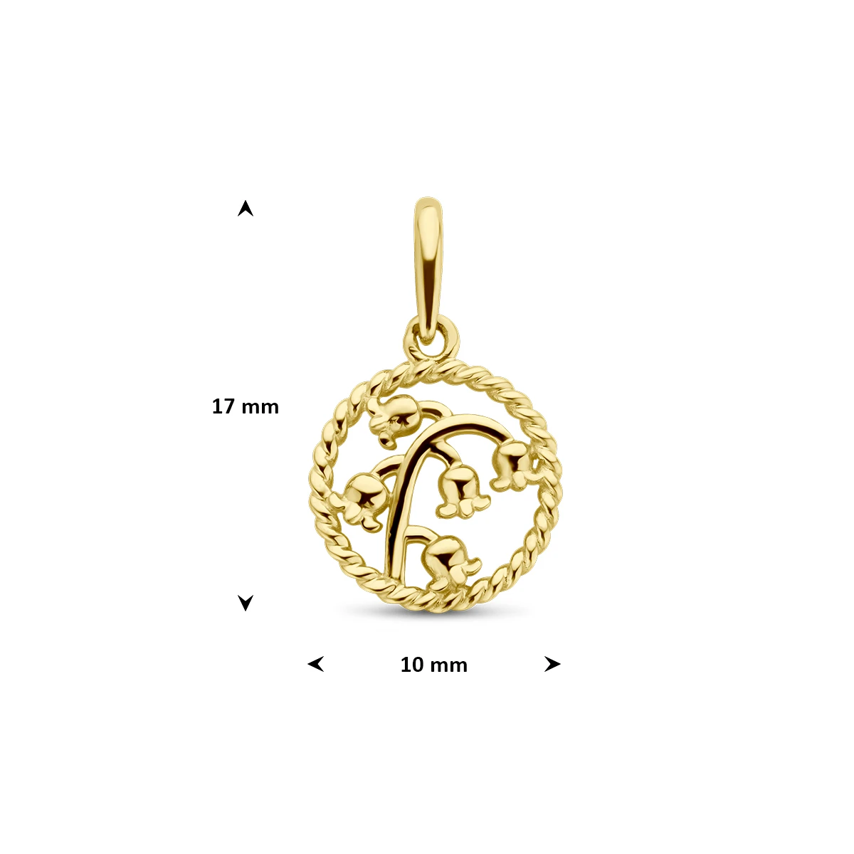 hanger met geboortebloem 17 mm 14K geelgoud