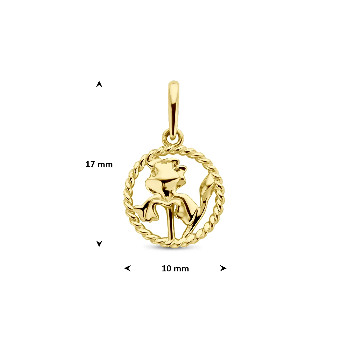 hanger met geboortebloem 17 mm 14K geelgoud