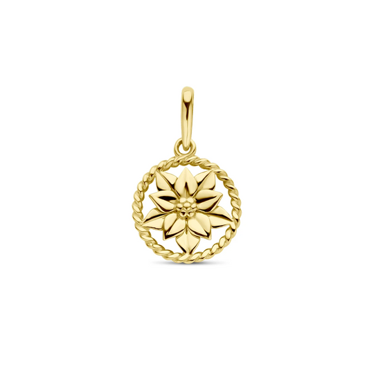 hanger met geboortebloem 17 mm 14K geelgoud