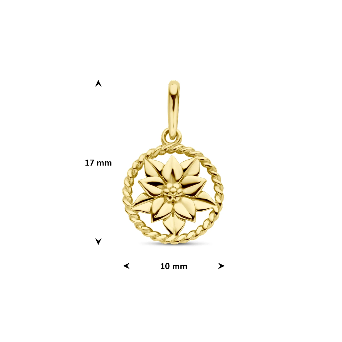 hanger met geboortebloem 17 mm 14K geelgoud