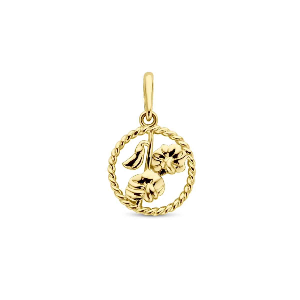 hanger met geboortebloem 17 mm 14K geelgoud