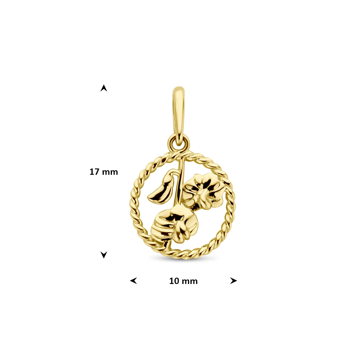 hanger met geboortebloem 17 mm 14K geelgoud