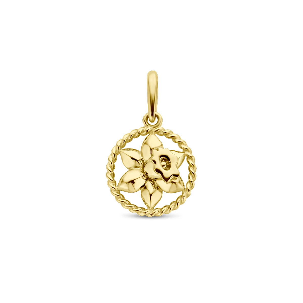 hanger met geboortebloem 17 mm 14K geelgoud