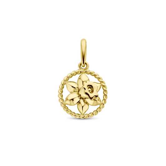 hanger met geboortebloem 17 mm 14K geelgoud