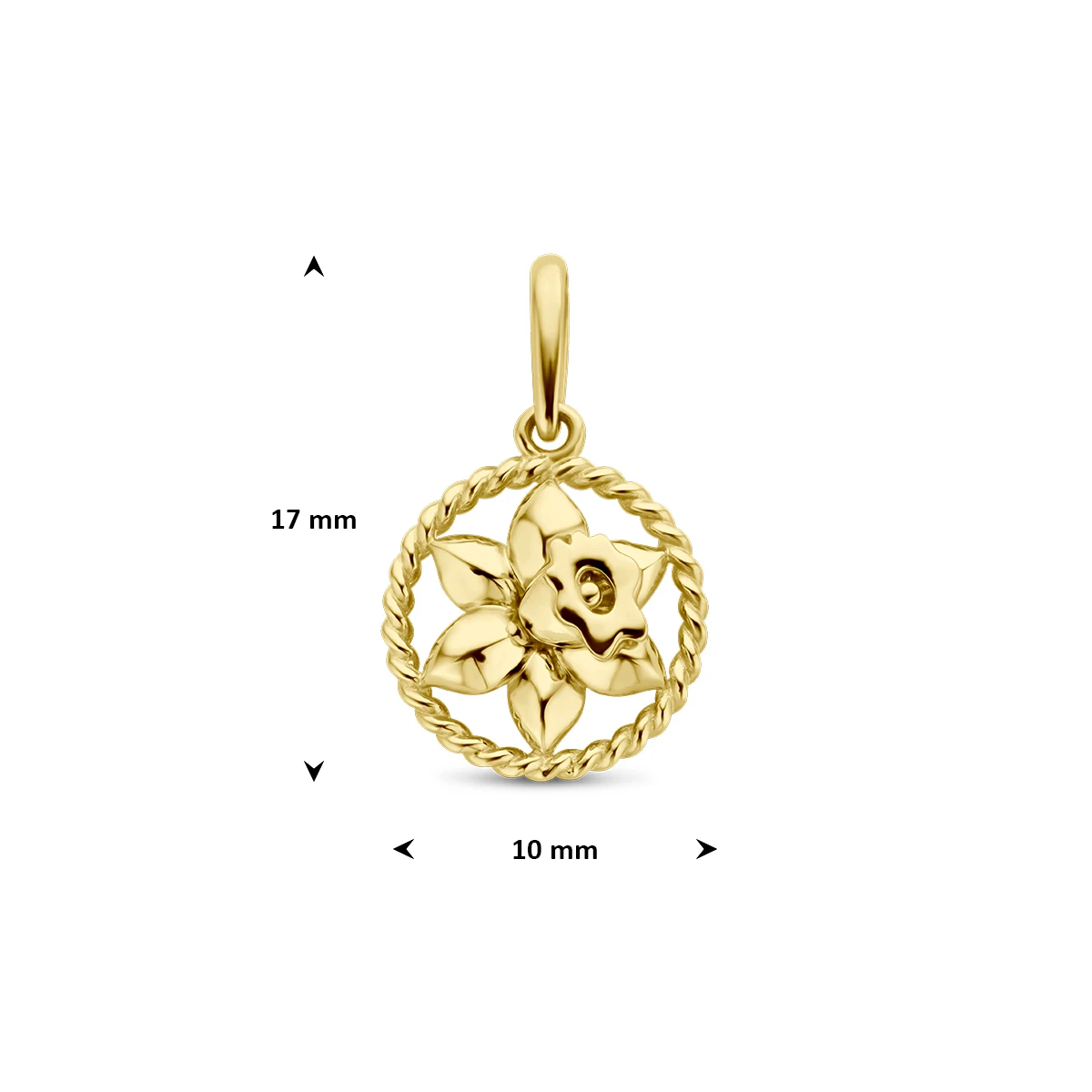 hanger met geboortebloem 17 mm 14K geelgoud