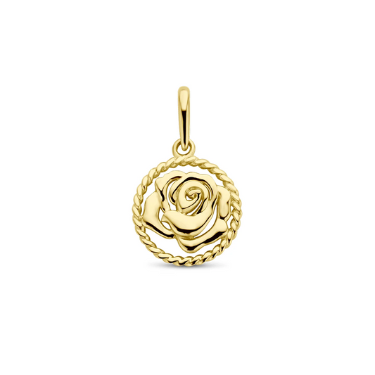 hanger met geboortebloem 17 mm 14K geelgoud