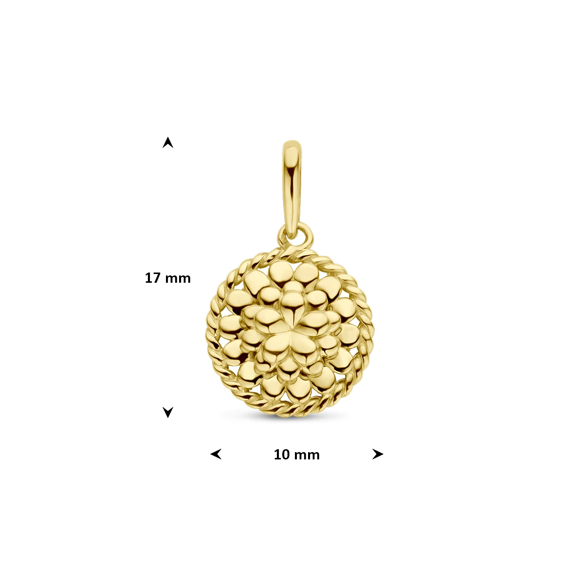 hanger met geboortebloem 17 mm 14K geelgoud