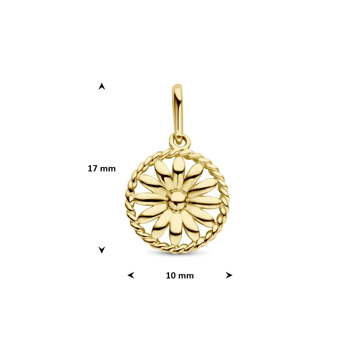 hanger met geboortebloem 17 mm 14K geelgoud