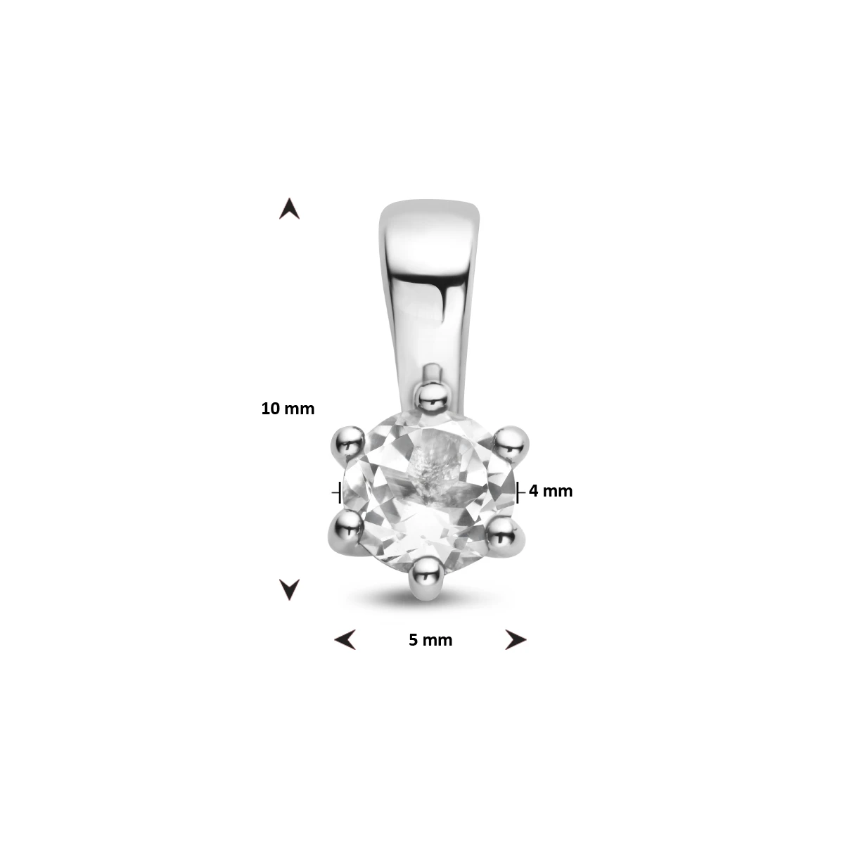 hanger met geboortesteen 10 mm zilver gerhodineerd