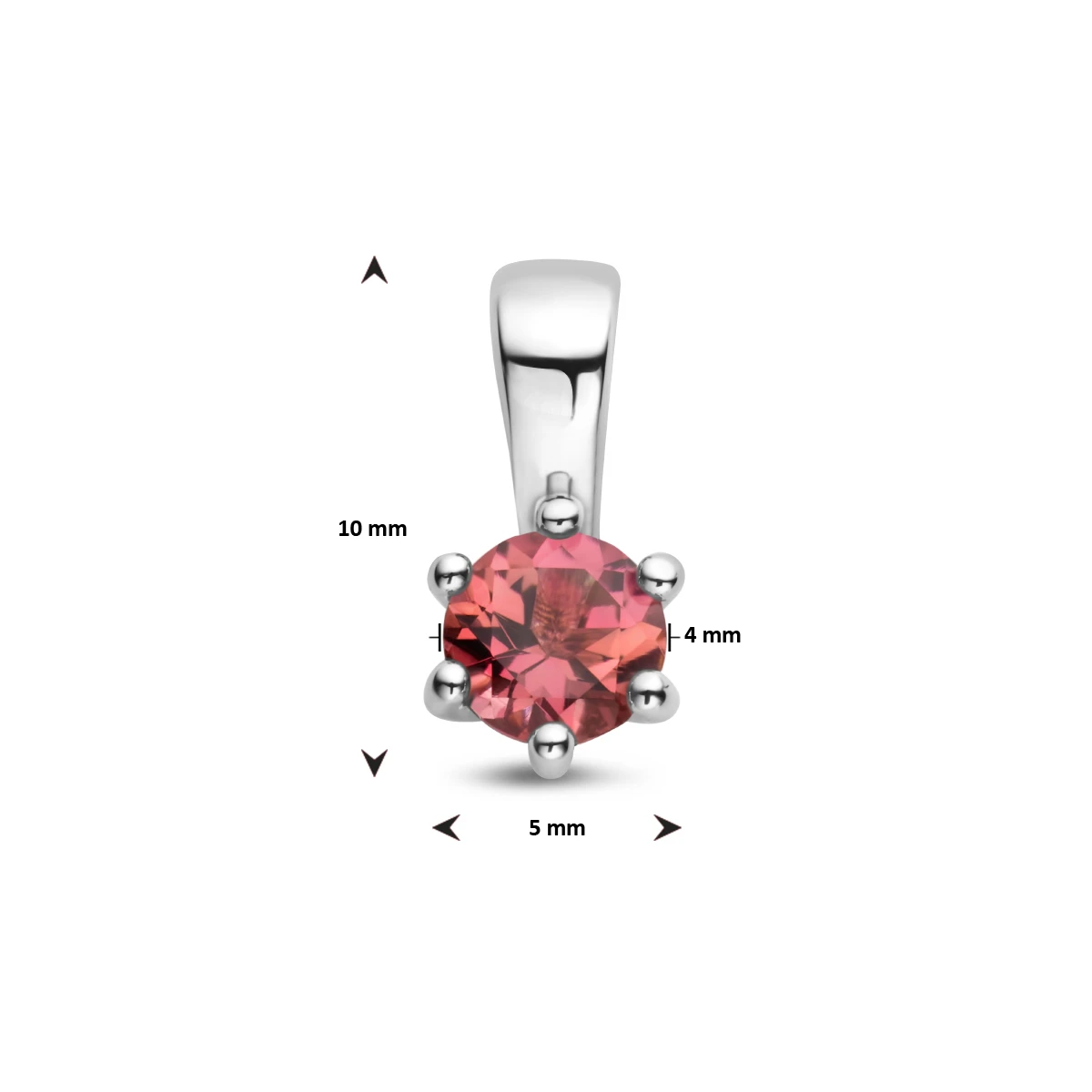 hanger met geboortesteen 10 mm zilver gerhodineerd