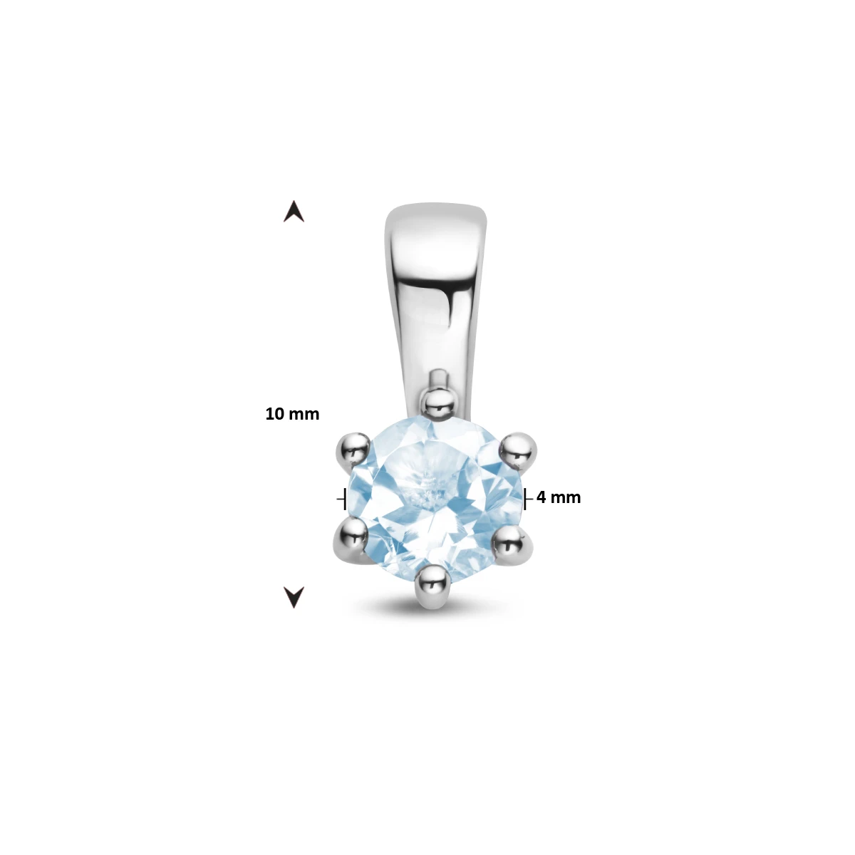 hanger met geboortesteen 10 mm zilver gerhodineerd