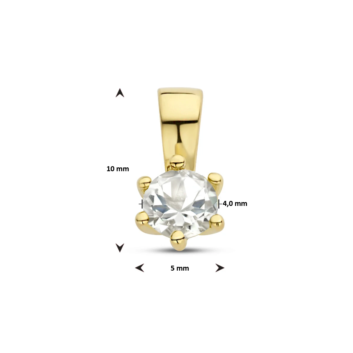 hanger met geboortesteen 10 mm zilver verguld (geel)