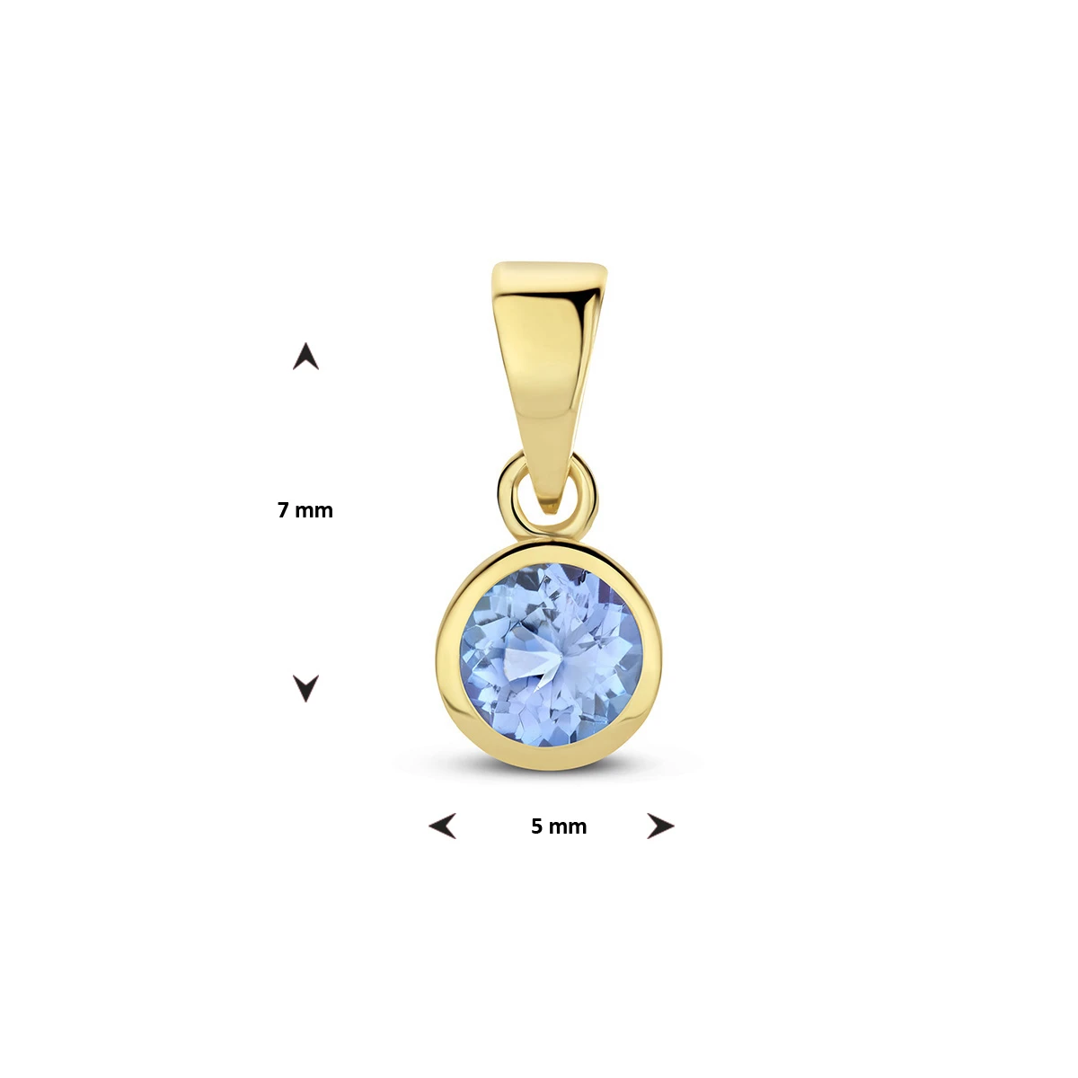hanger met geboortesteen 11 mm 14K geelgoud
