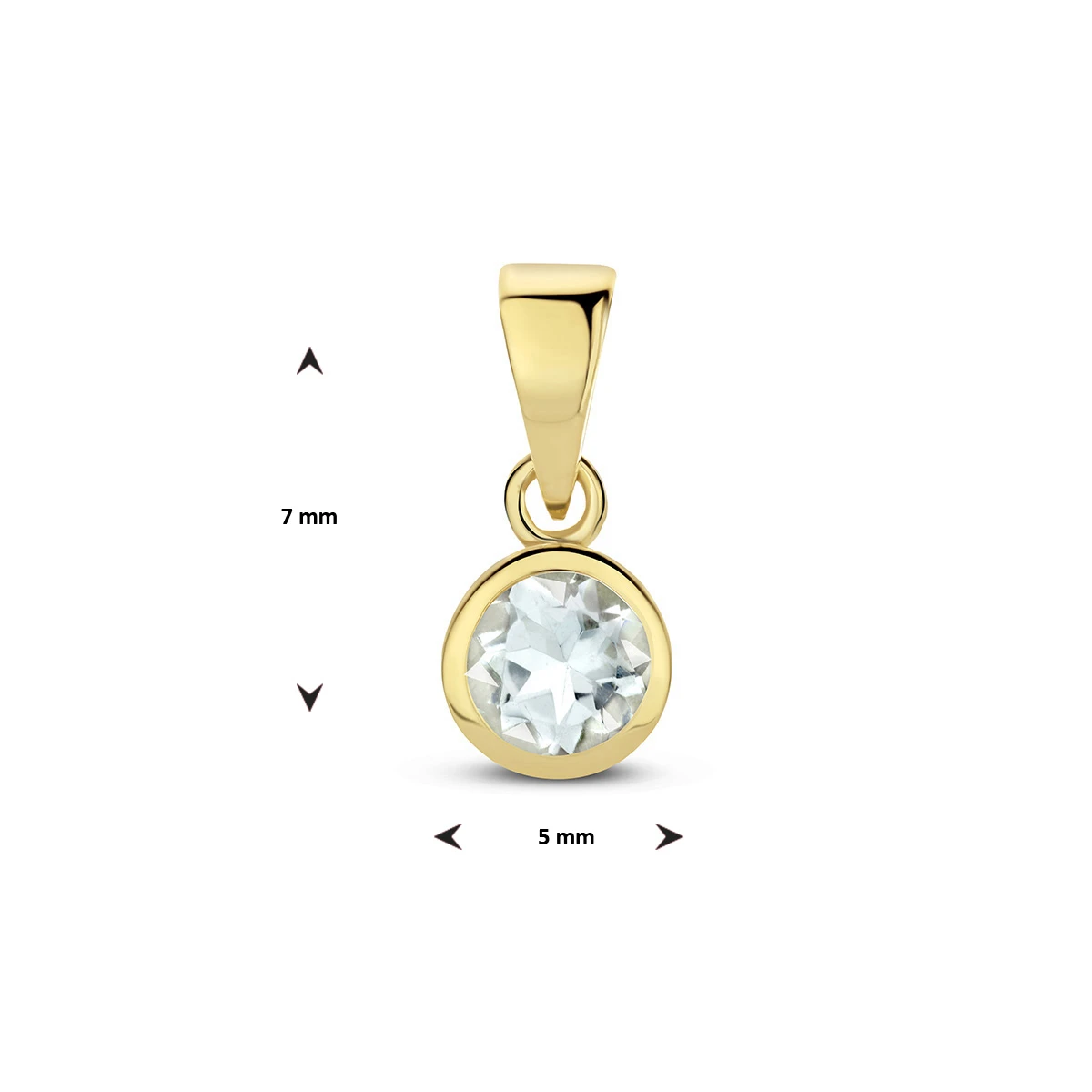 hanger met geboortesteen 11 mm 14K geelgoud