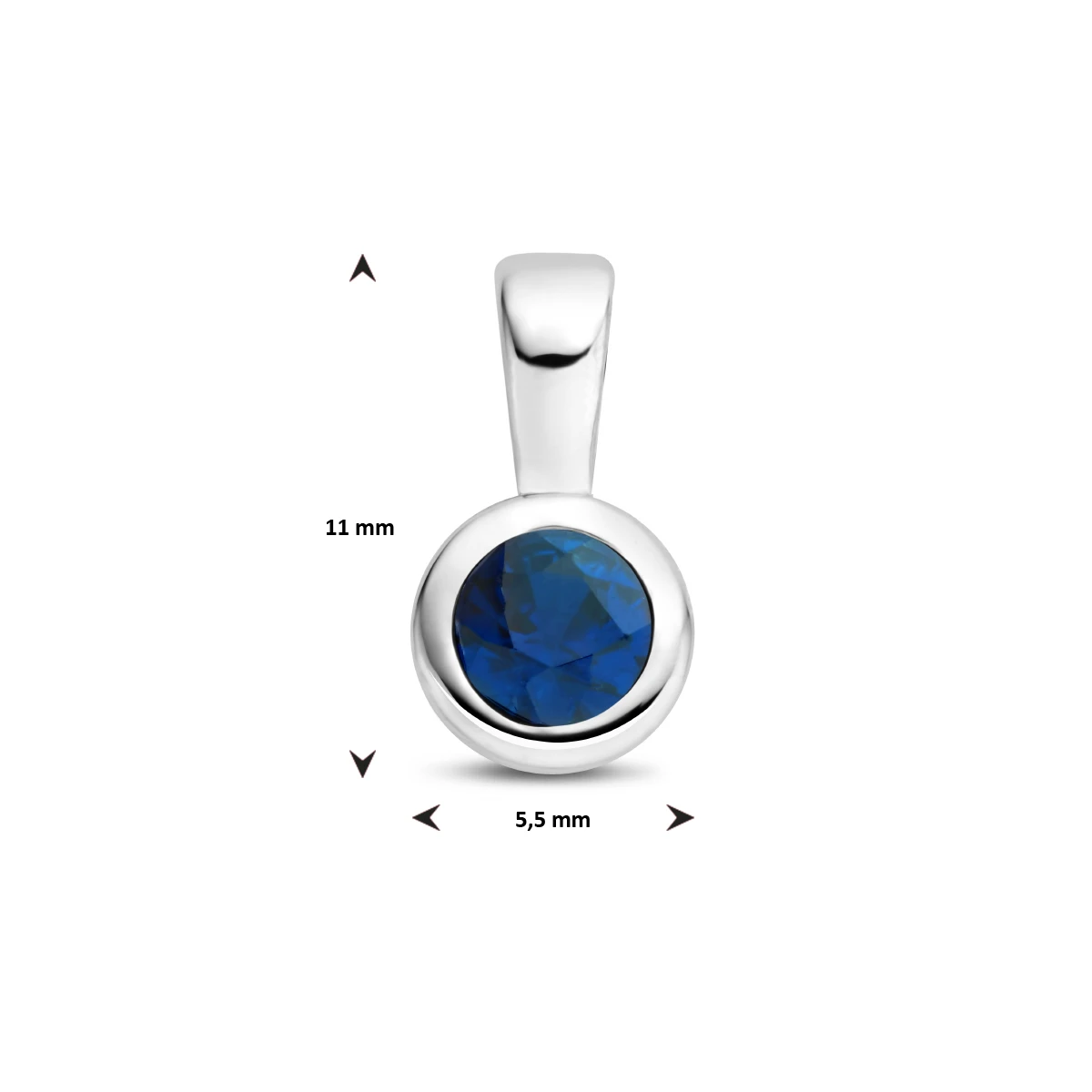 hanger met geboortesteen 11 mm zilver gerhodineerd