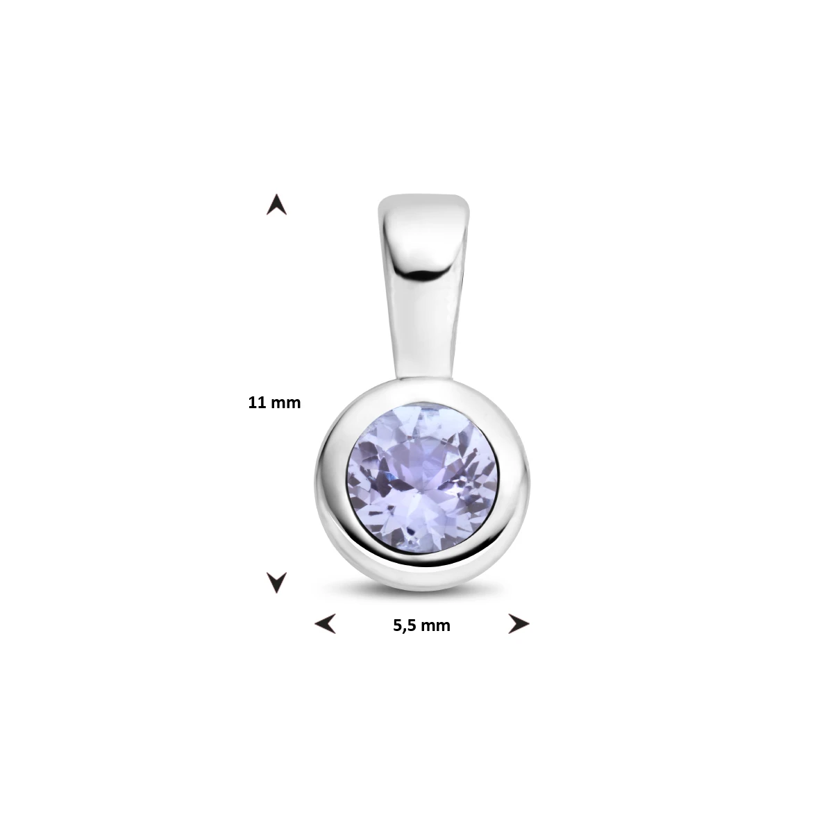 hanger met geboortesteen 11 mm zilver gerhodineerd