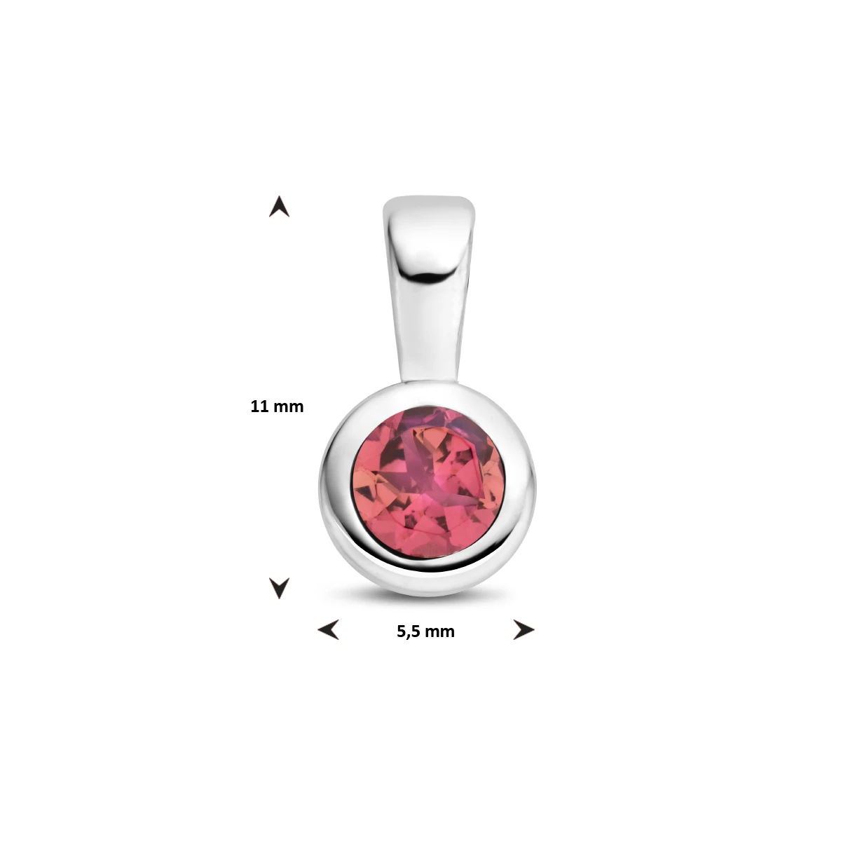 hanger met geboortesteen 11 mm zilver gerhodineerd