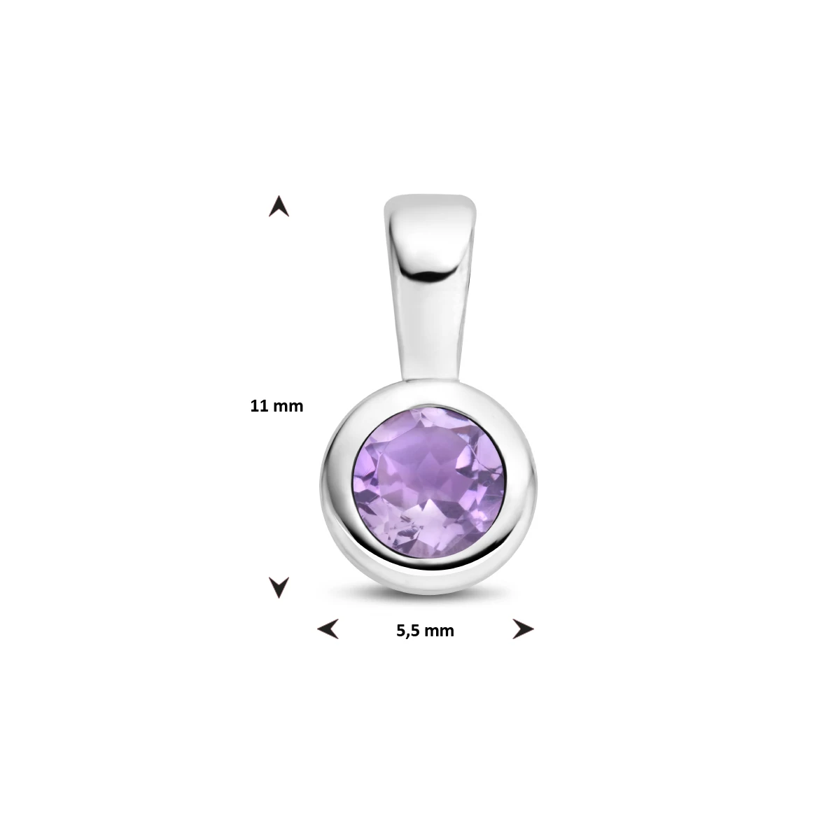 hanger met geboortesteen 11 mm zilver gerhodineerd