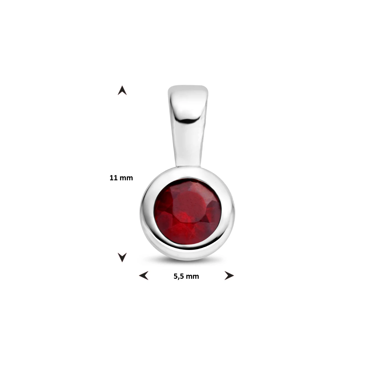 hanger met geboortesteen 11 mm zilver gerhodineerd