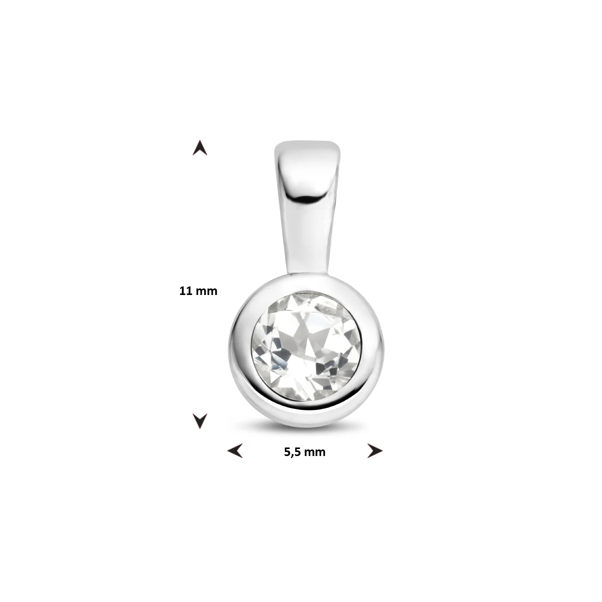 hanger met geboortesteen 11 mm zilver gerhodineerd