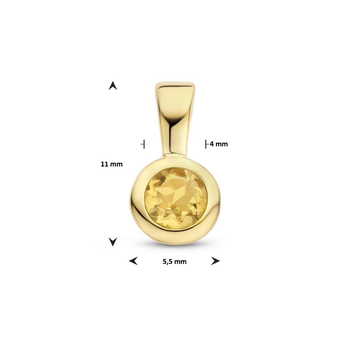 hanger met geboortesteen 11 mm zilver verguld (geel)