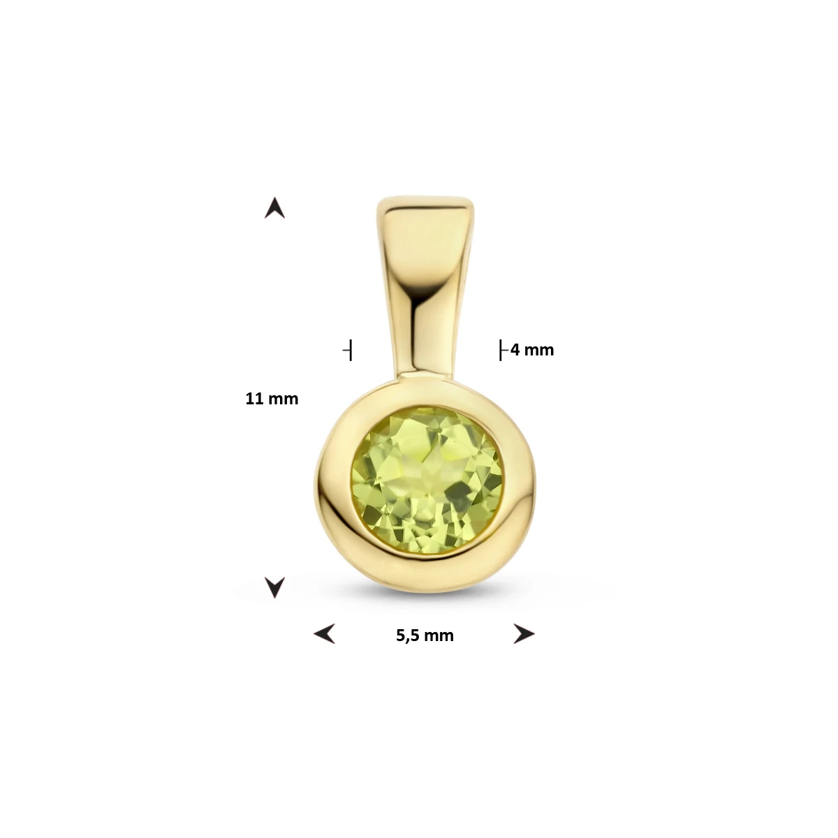 hanger met geboortesteen 11 mm zilver verguld (geel)