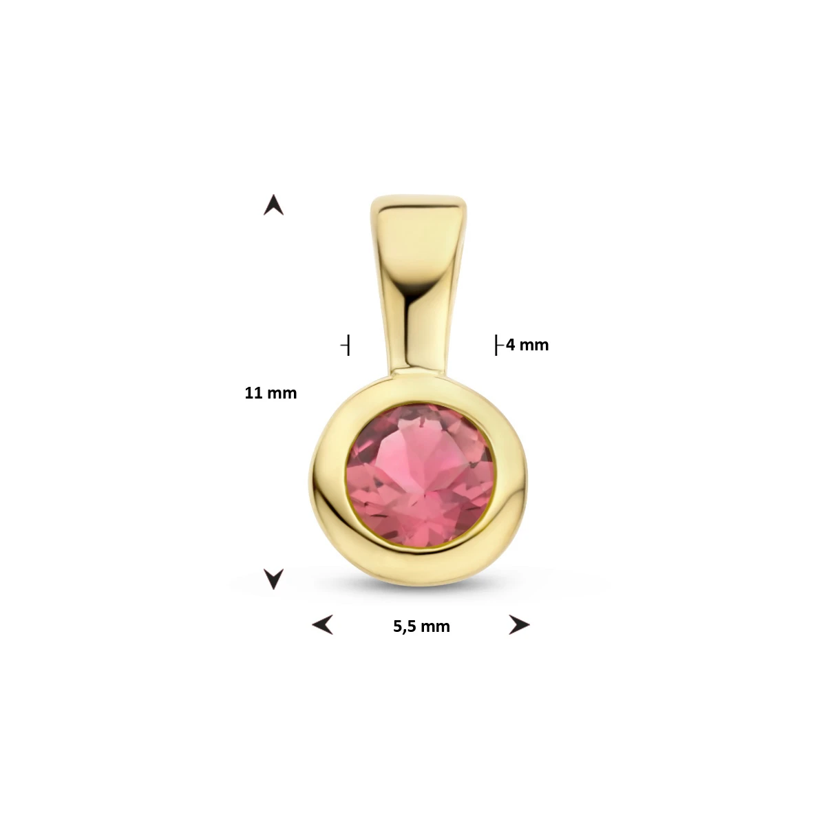hanger met geboortesteen 11 mm zilver verguld (geel)