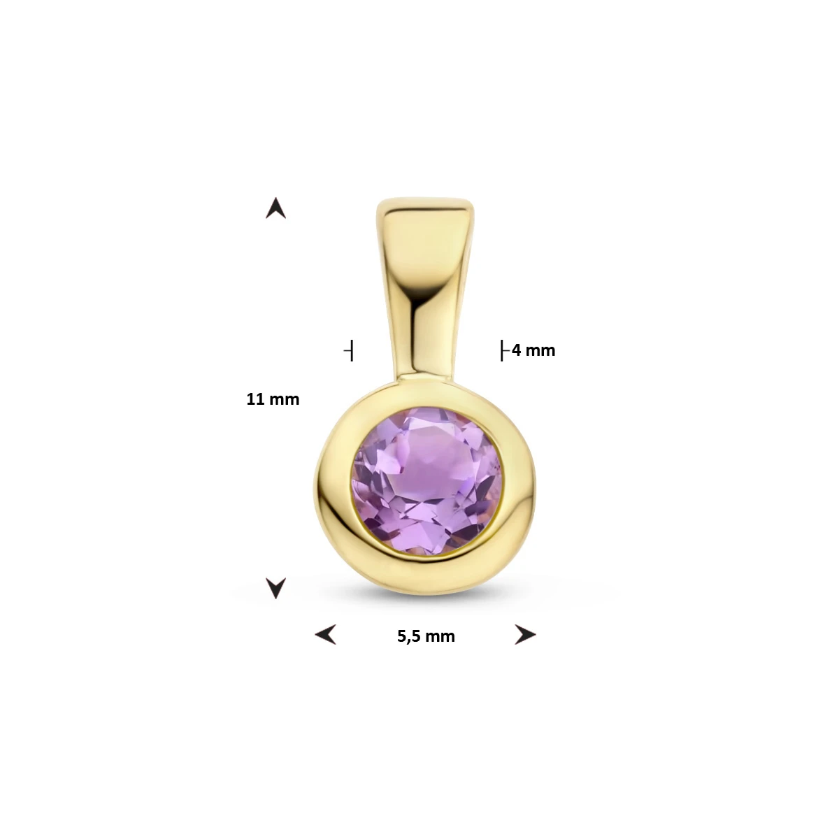 hanger met geboortesteen 11 mm zilver verguld (geel)