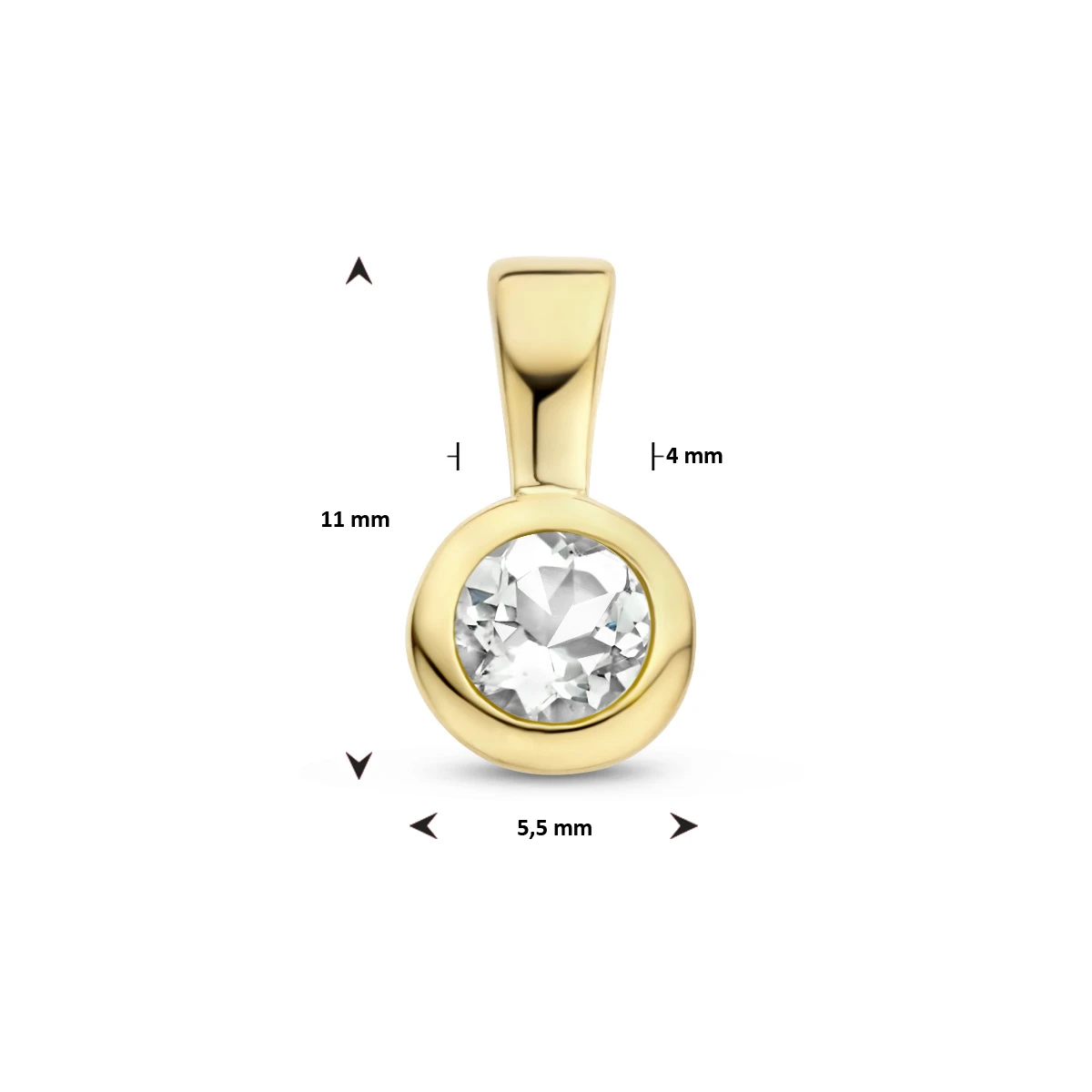 hanger met geboortesteen 11 mm zilver verguld (geel)