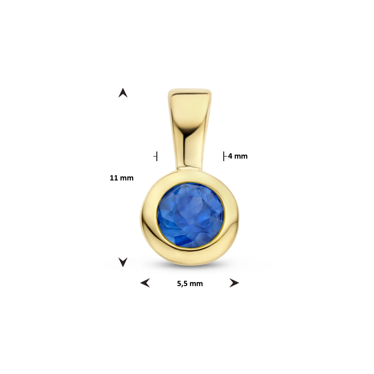 hanger met geboortesteen 11 mm zilver verguld (geel)