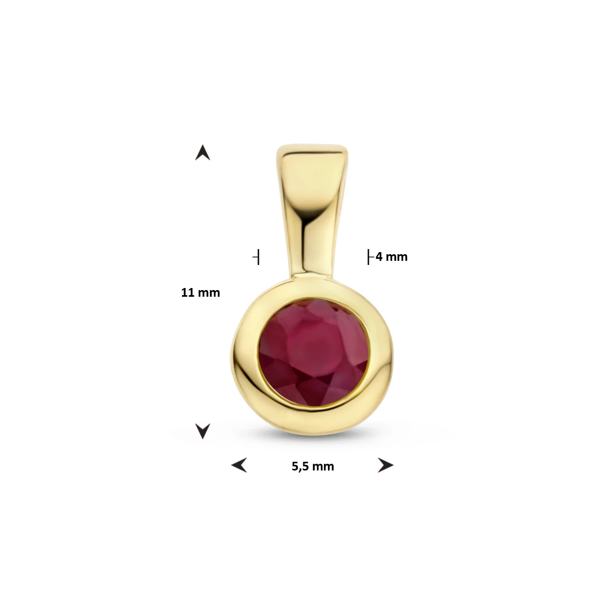 hanger met geboortesteen 11 mm zilver verguld (geel)