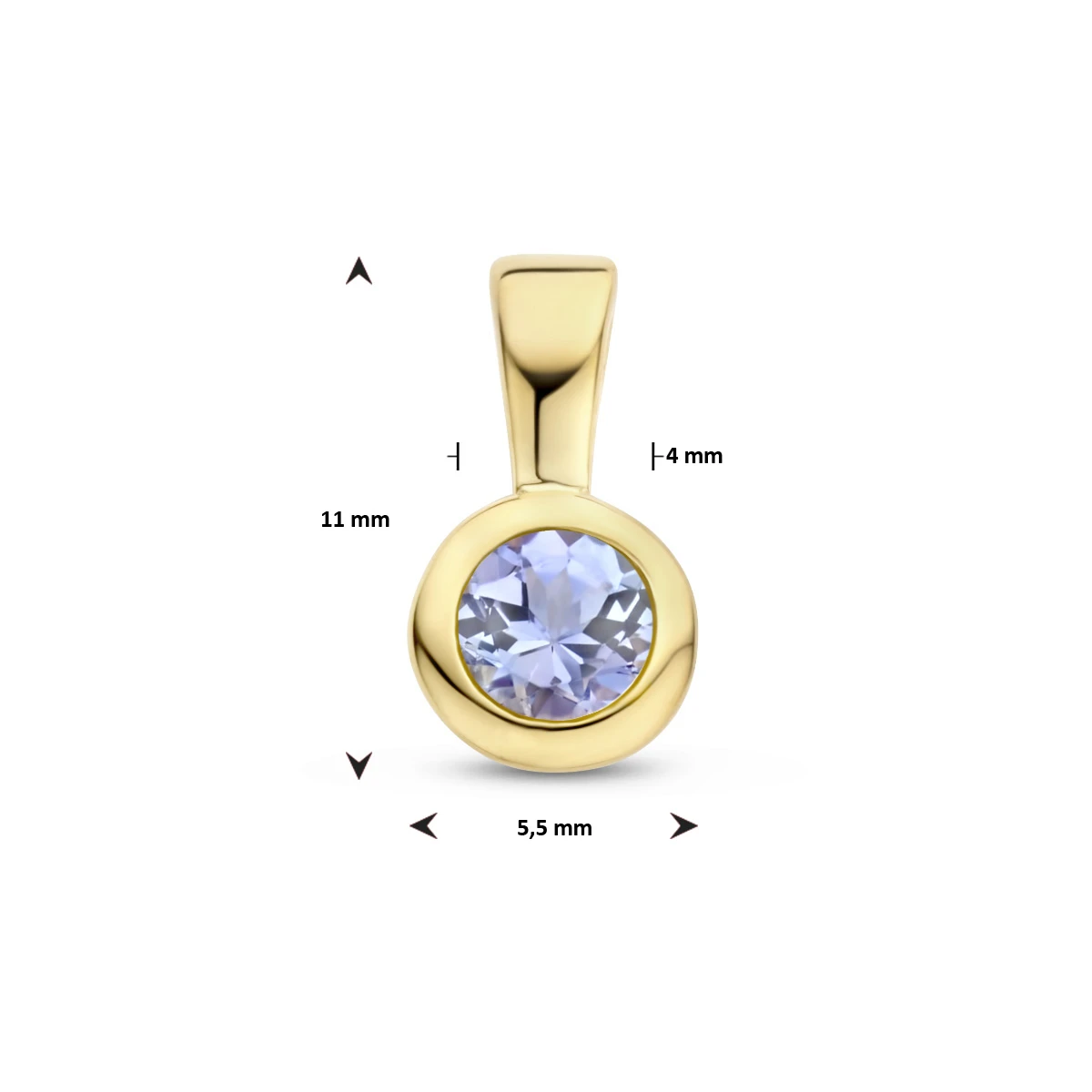 hanger met geboortesteen 11 mm zilver verguld (geel)