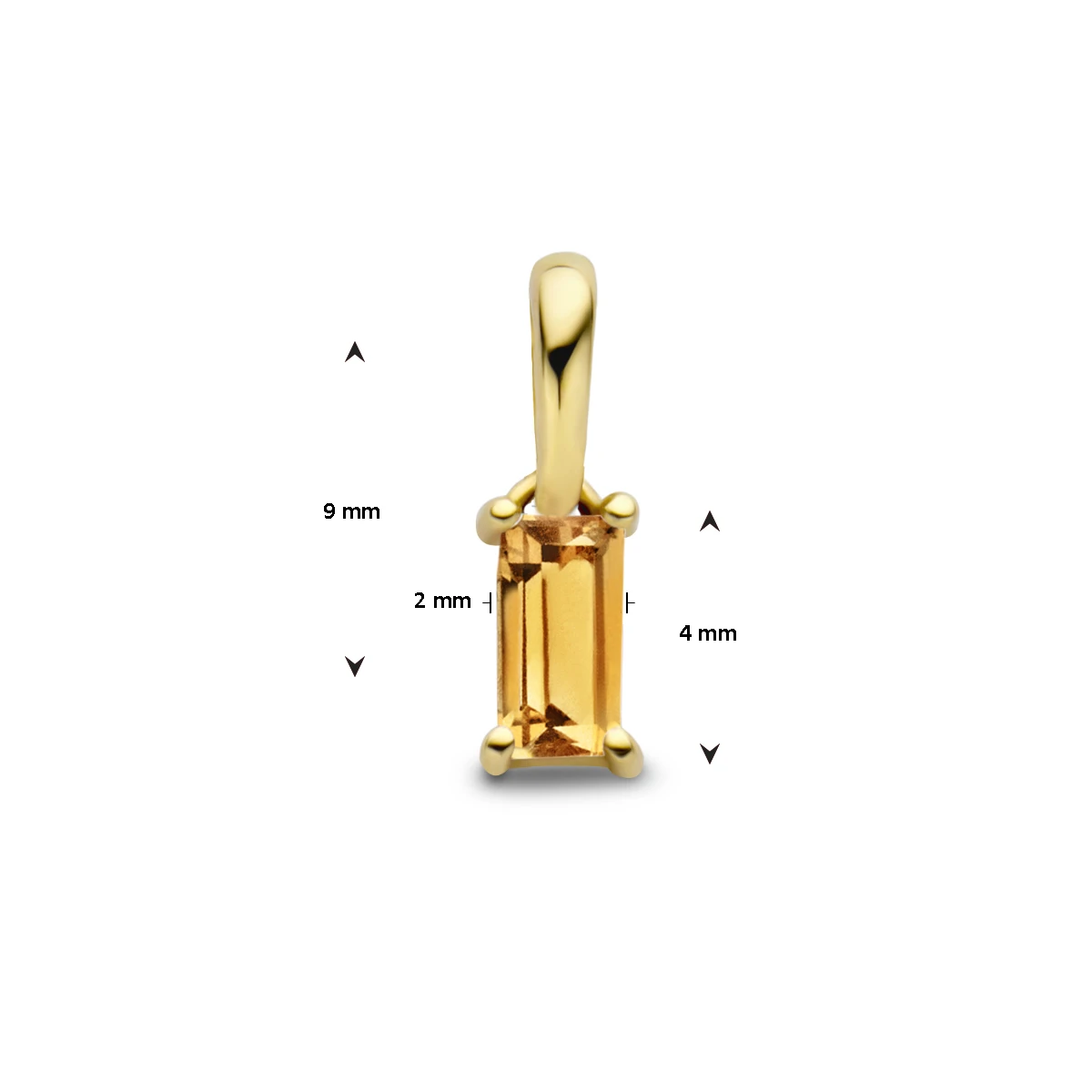 hanger met geboortesteen 9 mm 14K geelgoud