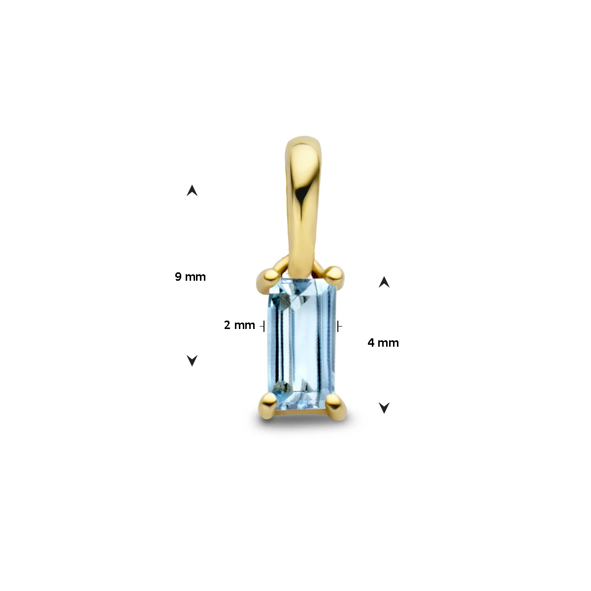 hanger met geboortesteen 9 mm 14K geelgoud
