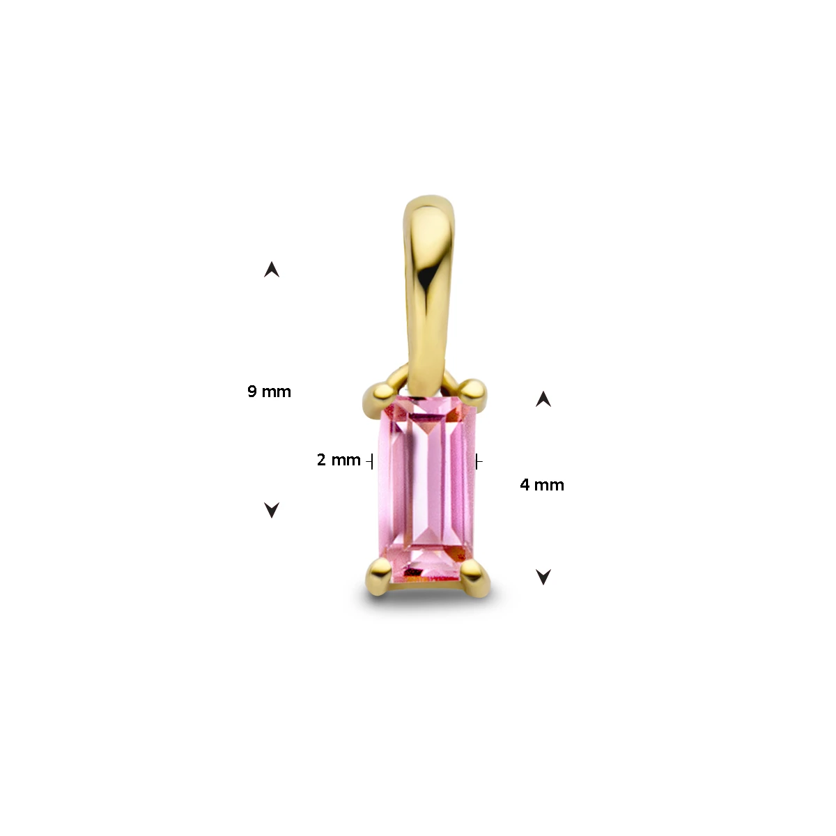 hanger met geboortesteen 9 mm 14K geelgoud