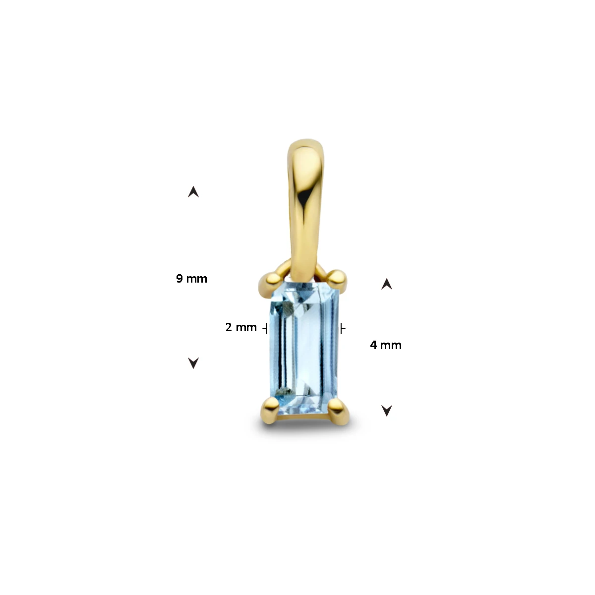 hanger met geboortesteen 9 mm 14K geelgoud