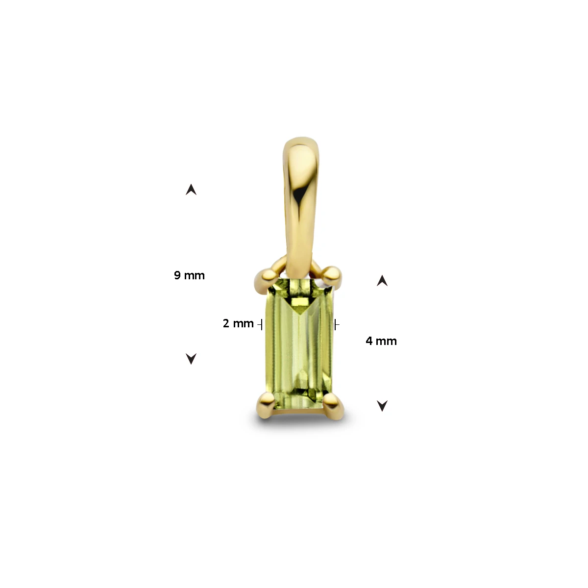 hanger met geboortesteen 9 mm 14K geelgoud