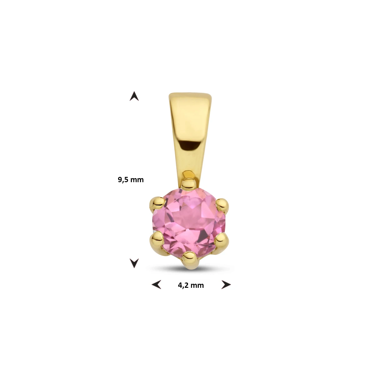hanger met geboortesteen 9,5 mm 14K geelgoud